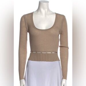 Tan Ribbed Long Sleeve Sweater